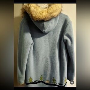 Women's Blue Ski Jacket with Fur Hood
